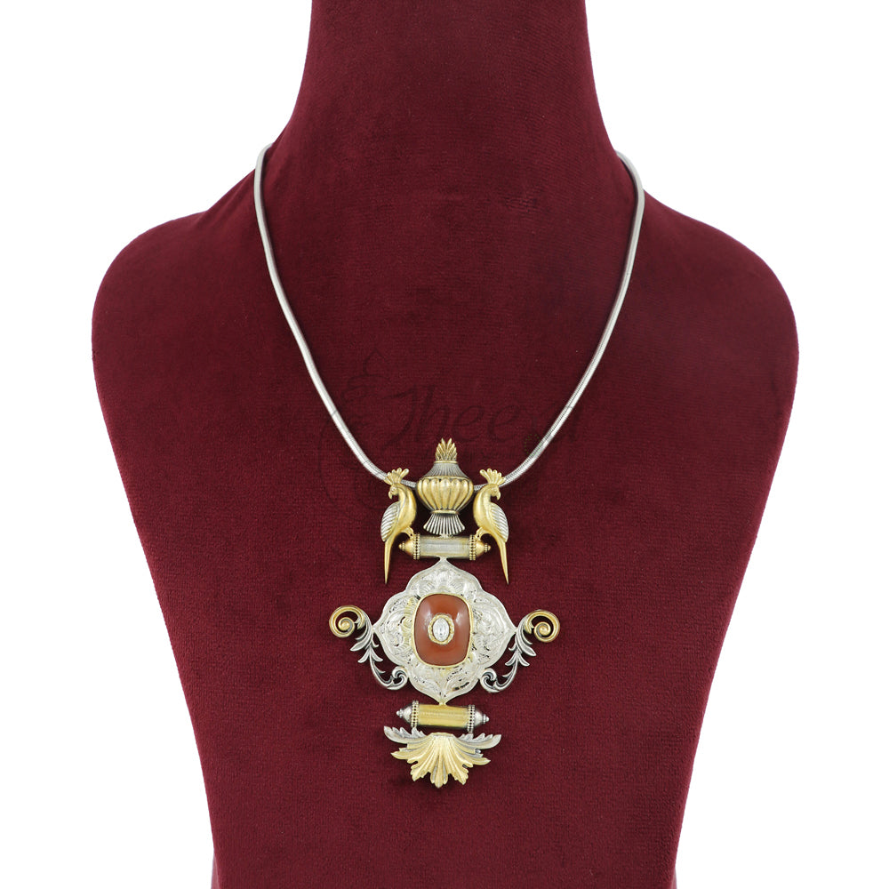 Dual Tone Pendant with Agate image 0